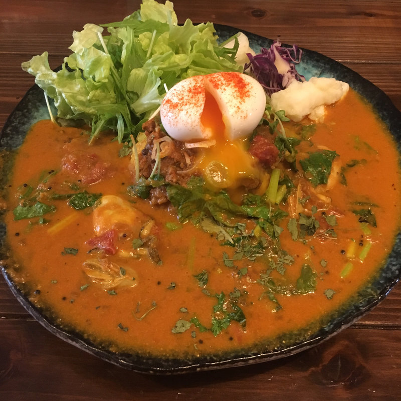 カキと菜花のカレー+ミニキーマ(半熟卵付)(アンディーカリー （ANDY CURRY）)