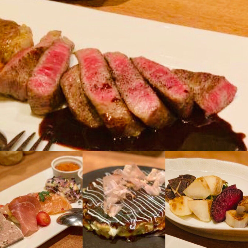 黒毛和牛（A5ランク）のステーキ (鉄板焼き お好み焼き oribe)