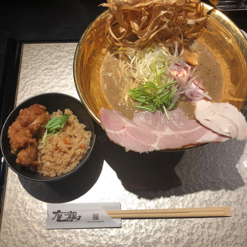 鶏soba + 鶏込み飯(小) 唐揚げ付き(鶏Soba 座銀 にぼし店 （トリソバ ザギン）)