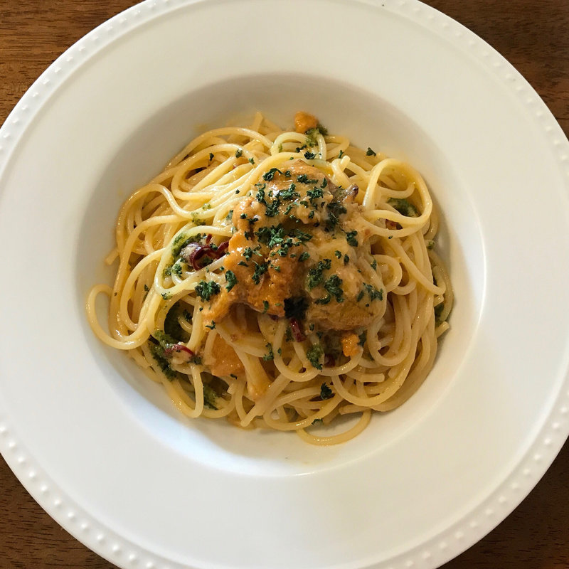 噴火湾産生ウニのペペロンチーノジェノバの香り(ソルトペッパー)