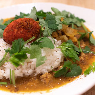 キーマカレー パクチー増量+スパイス玉子(curry phakchi(パクチー))
