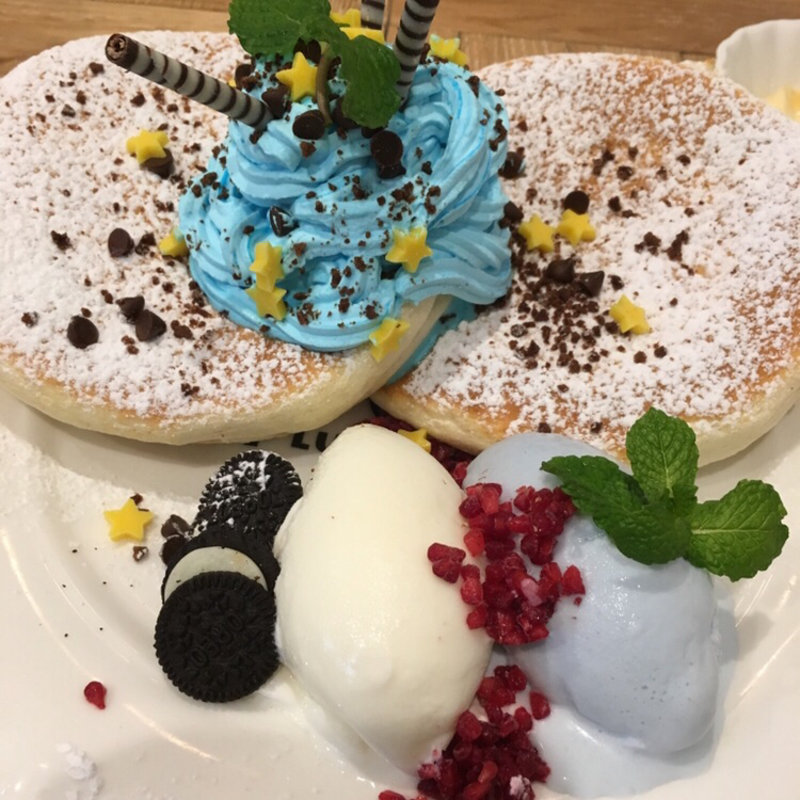 チョコミントパンケーキ(プラッフィー カフェ)