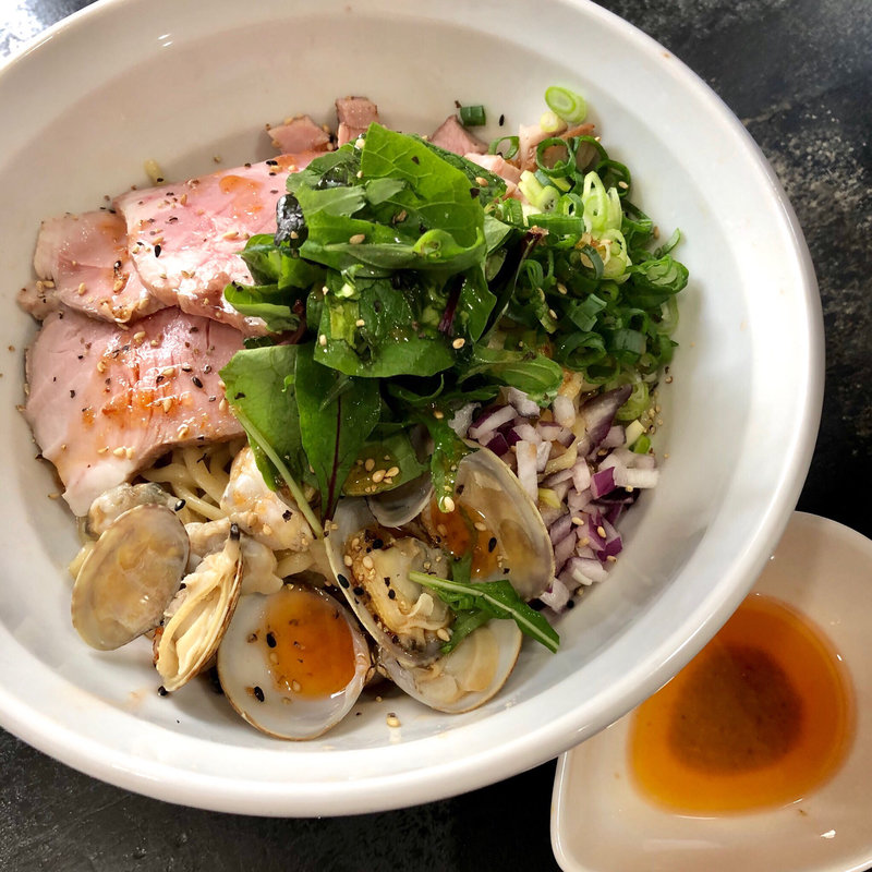 海老とあさりの油そば ＋（海老バター）(らぁめんこはく )