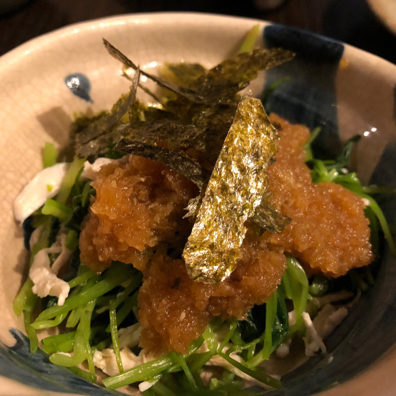 三つ葉とささみの山葵おろし(雄屋 わさび)