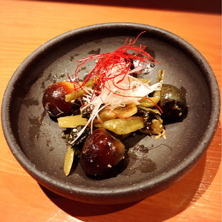 ピータンと広島菜の炒め物(居酒屋あふ )