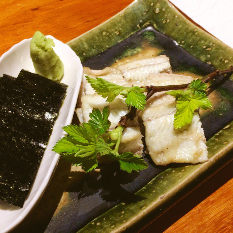 鰻の白焼き 海苔とわさび(島之内 一陽)