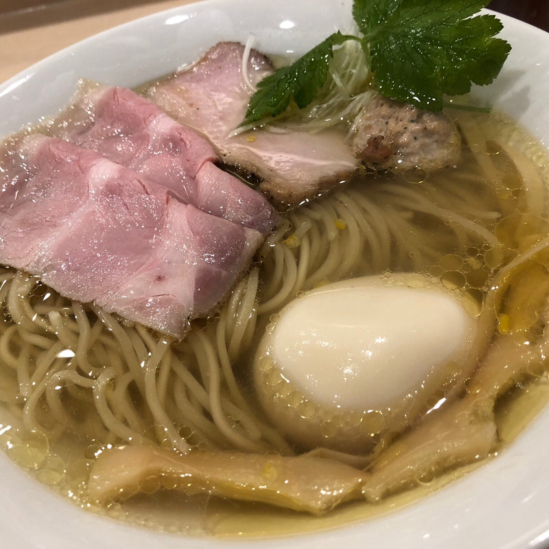 イリコそば+極み味玉(麦と麺助 新梅田中津店)