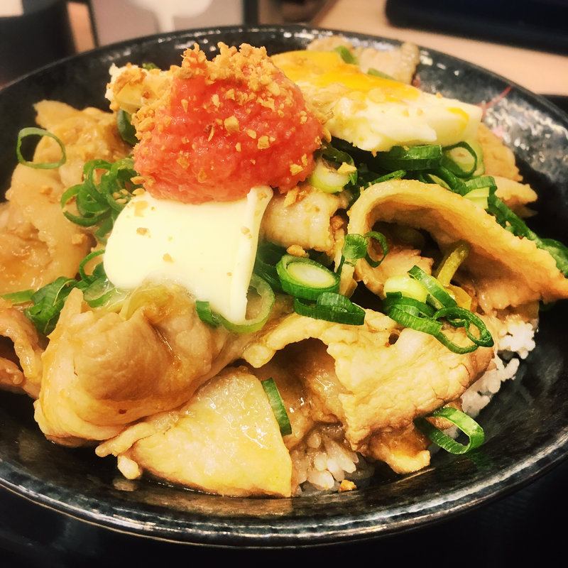 福岡明太バターすた丼(生卵、みそ汁付き)(伝説のすた丼屋 福岡天神店)