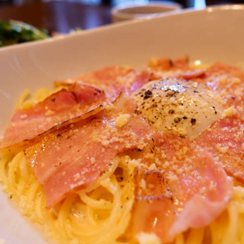 温泉玉子のスパゲティ・カルボナーラ(バルケッタ)