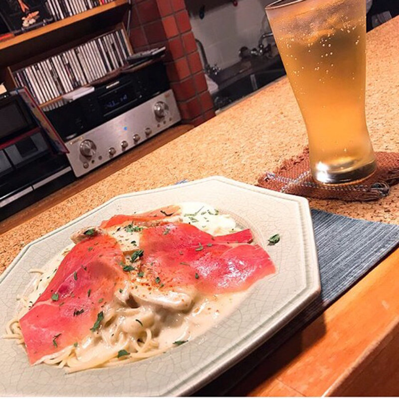 生ハムとポルチーニのクリームパスタ(今保羅 （こんぽら）)