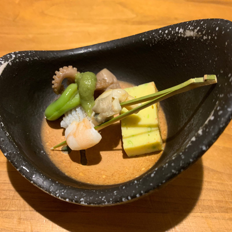 7000円コース【先付】春の味覚三種盛り(個室・炉端料理  かこいや  銀座7丁目店)