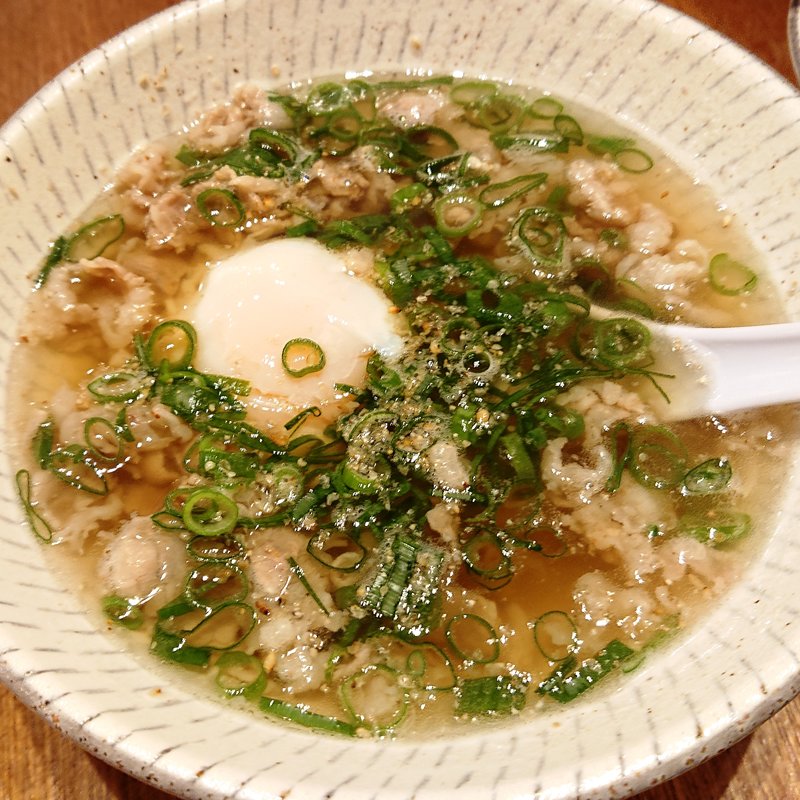 牛肉吸い＋温泉玉子(串かつ でんがな パークタワー新川崎店)