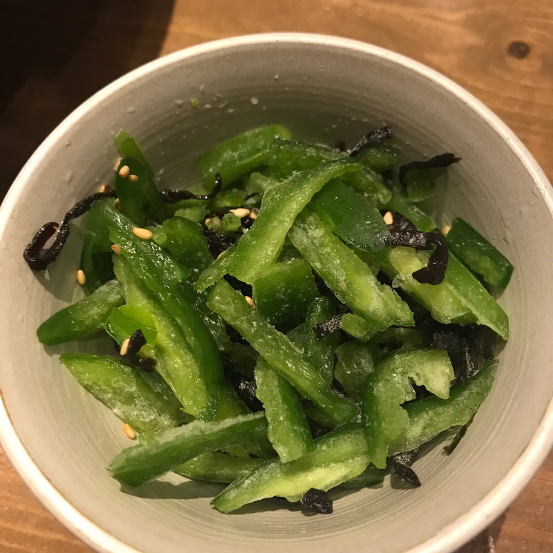 氷結ピーマン、塩昆布和え(大福池袋)