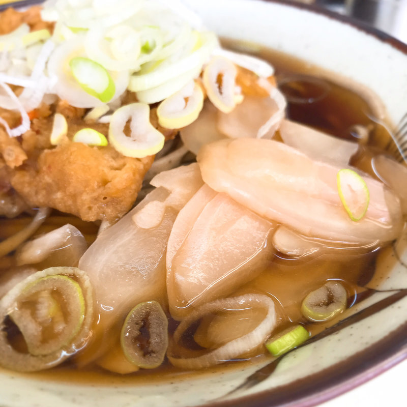 天ぷらそば ＋ 岩下の新生姜スライス(きそば 宇都宮線ホーム )