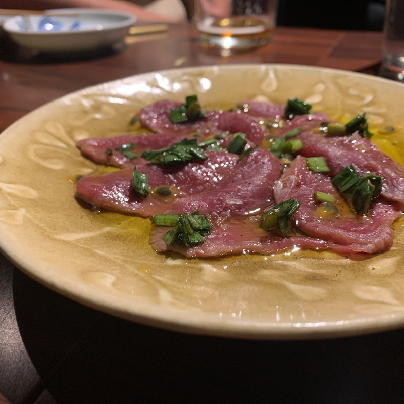 馬ハラミの温カルパッチョ(Sakeria 酒坊主)