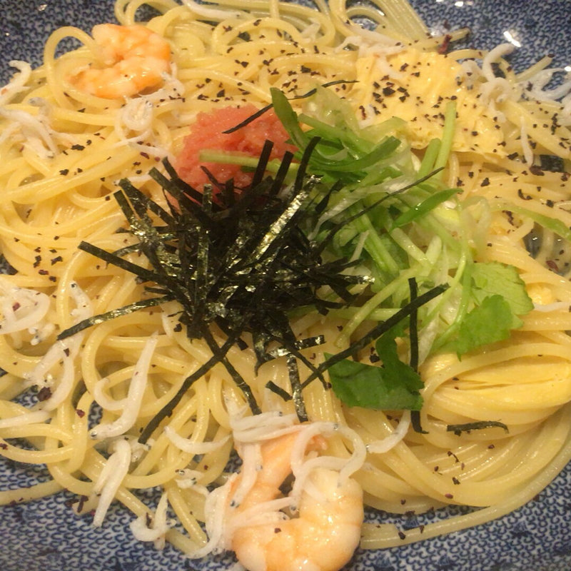 たらこと釜揚げしらすと湯葉の京風だし仕立て(五右衛門 日進岩崎店)