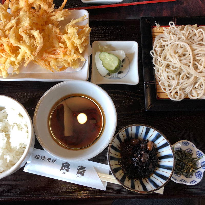 かき揚げ定食(ざる)(越後そば 良青)