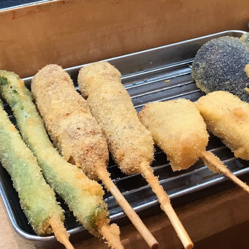 アスパラ・紅茶鴨つくね・豚ロース・なす(祇園囃子 なんばWalk)