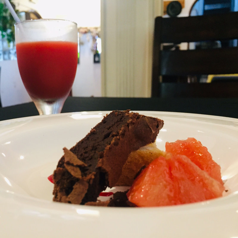 ブラッドオレンジジュース&今日のドルチェ(リストランテ 松本)