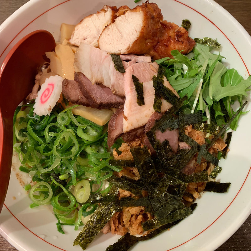 煮干しまぜそば鶏ささみ竜田揚げトッピング(中華そば ひのき屋)