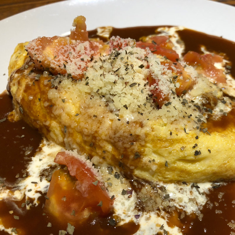 オムレツ納豆トマト添え(博多フードパーク納豆家粘ランド)