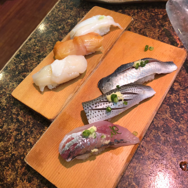 貝3種盛り&光り物3種盛り(寿司の磯丸　仲見世店)