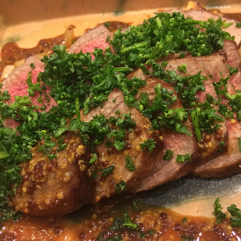 牛レアステーキ和風マスタードソース(花吹雪 )