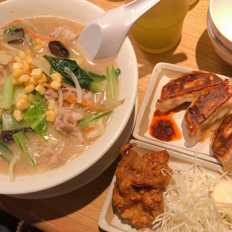 青菜野菜ちゃんぽん 餃子 唐揚げ定食(丸源ラーメン 垂水名谷店)