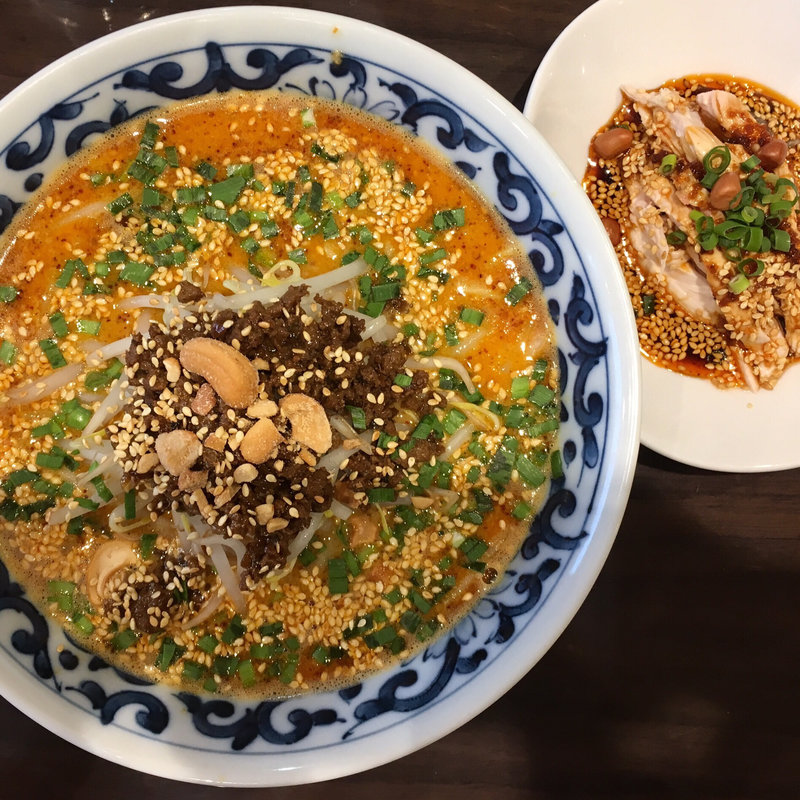 旨辛胡麻みそ担々麺ミニよだれ鶏セット(名物よだれ鶏と濃厚鶏白湯麺 MATSURIKA 武蔵新田店)