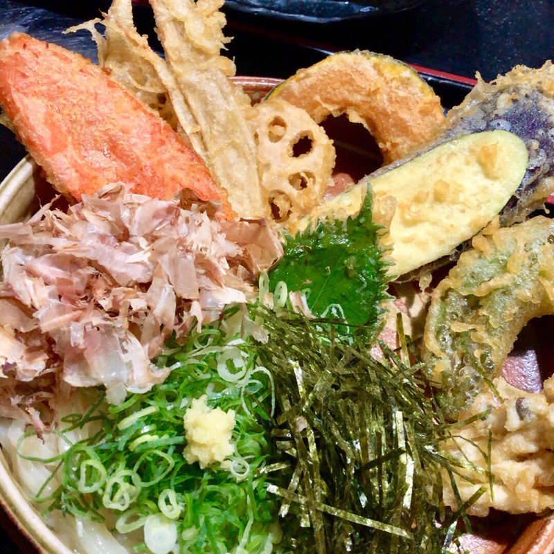 野菜てんぷらぶっかけ(大地のうどん 博多駅南店)