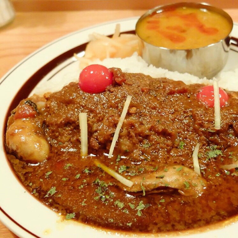 かきカレー＋豆カレー(ダメヤ 薬院店)