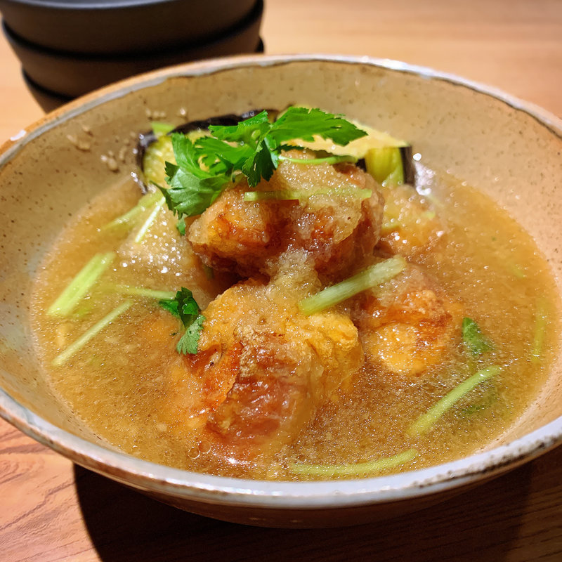 若鶏と茄子の煮おろし(伊勢海老蕎麦 清正)