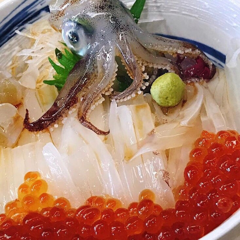 ウニとイカのどんぶり(一花亭たびじ （いっかてい）)