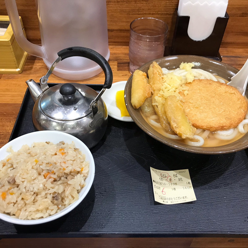 丸天ごぼう天セット(牧のうどん 博多バスターミナル店)
