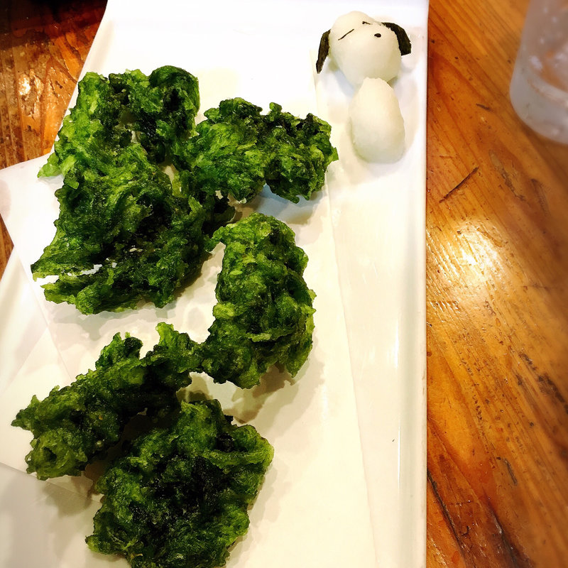 あおさの天ぷら(活海酒)