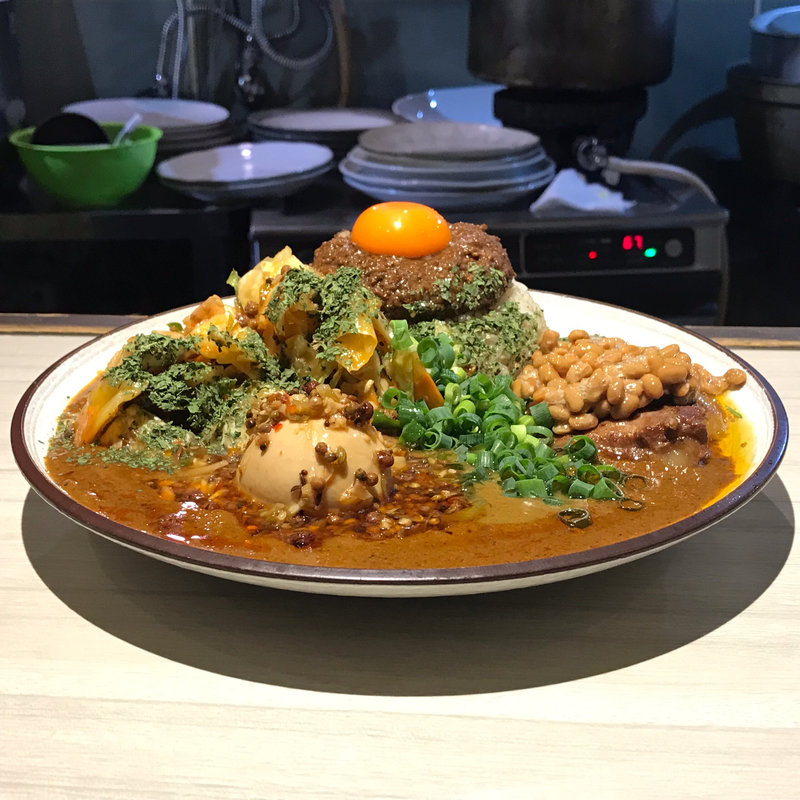 MIX 並 豚 キーマ アチャール 納豆 ドライパクチー ハンマーカンマー(吉田カレー  )