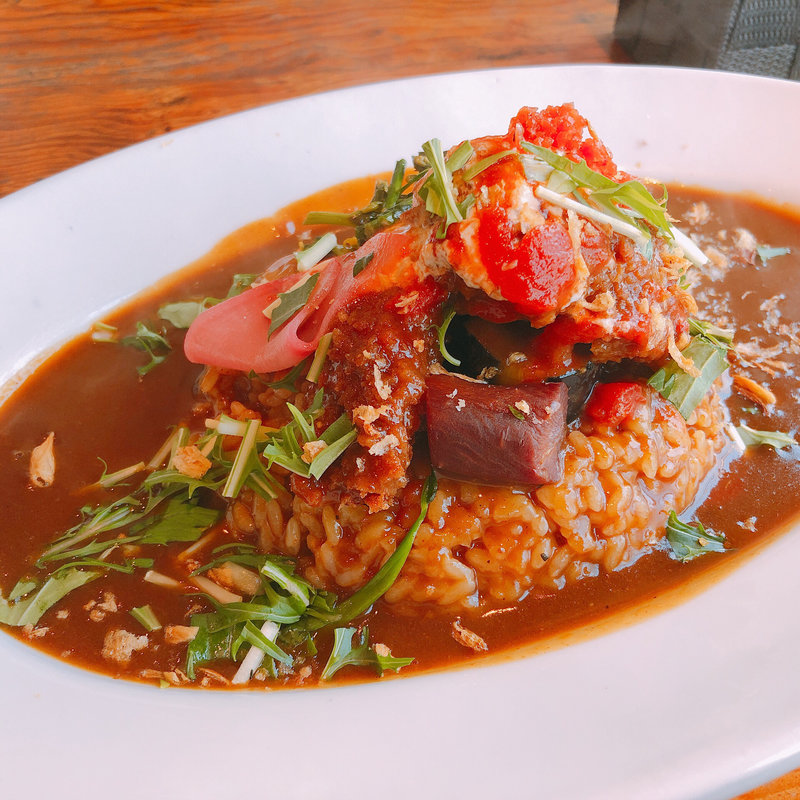季節の有機野菜とハモとエビフライカレー(太陽カレー)