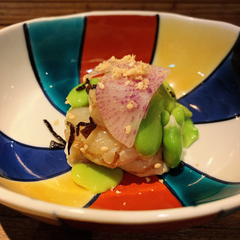 空豆と帆立の塩昆布和え(酒井商会)