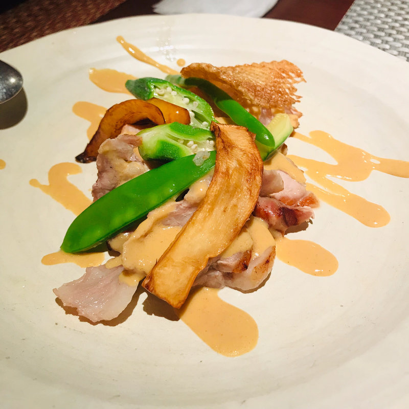 美湯豚のロースステーキ マスタードソース(旬菜ステーキ処 らいむらいと （シュンサイステーキドコロ ライムライト）)