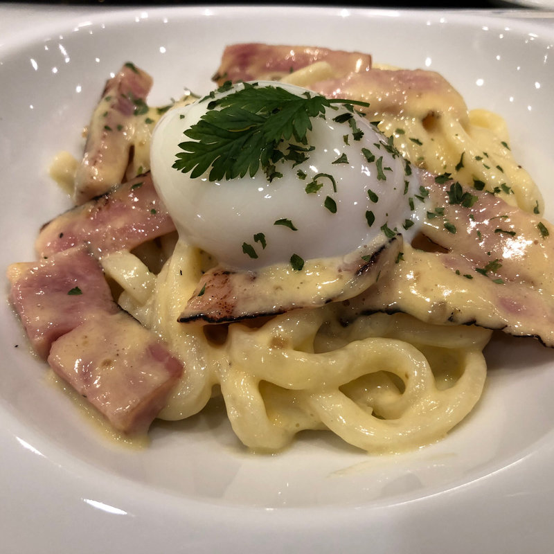 うどんのカルボナーラ(にぎり長次郎 楠葉店)