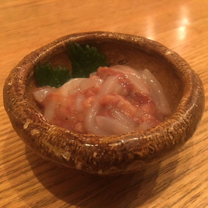 スルメイカ酒盗和え(蕎や 月心)