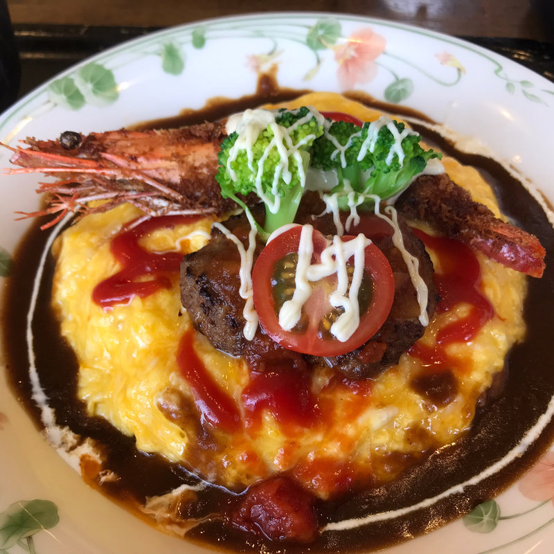 えびフライとハンバーグのガッツリオムライス(洋っ定屋 （ヨッテイヤ）)