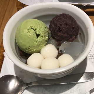 抹茶クリームあんみつ(nana's green tea 札幌パセオ店(ナナズ グリーン ティー))