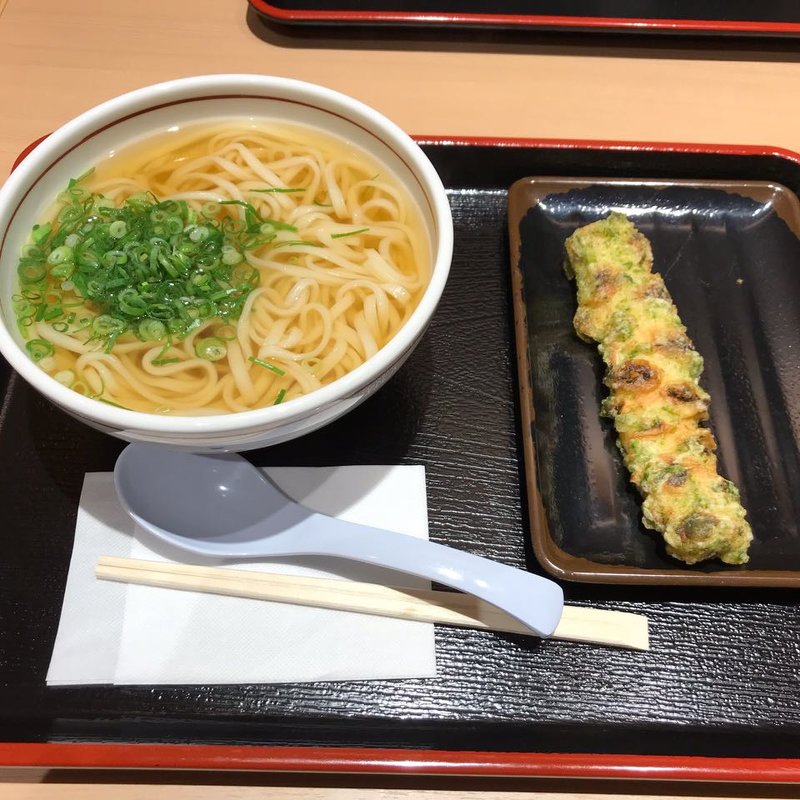 かけうどん 磯辺揚げトッピング(能古うどん製造所 レイリア大橋店)