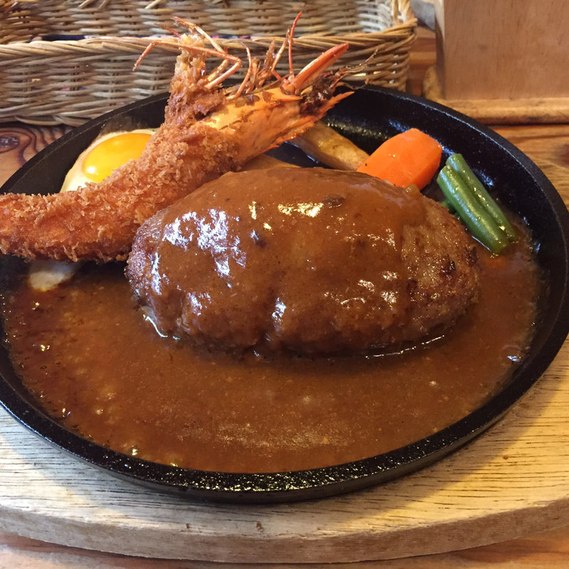 天然有頭えびフライ&ハンバーグセット(洋食春 )
