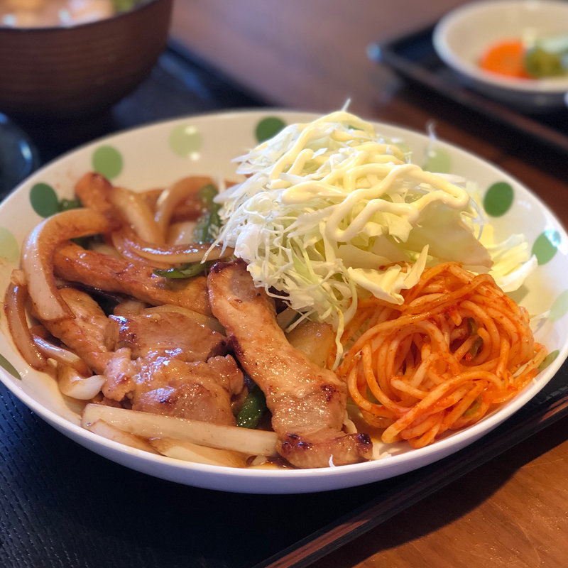 豚厚切ロース炒定食(げんき食堂)