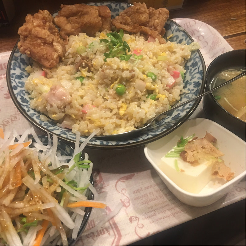 五目炒飯定食(ごはんや ねこにこばん)