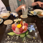 寿司ケーキ   コース料理(鮮魚の桶盛りと創作天ぷら  天しゃり)