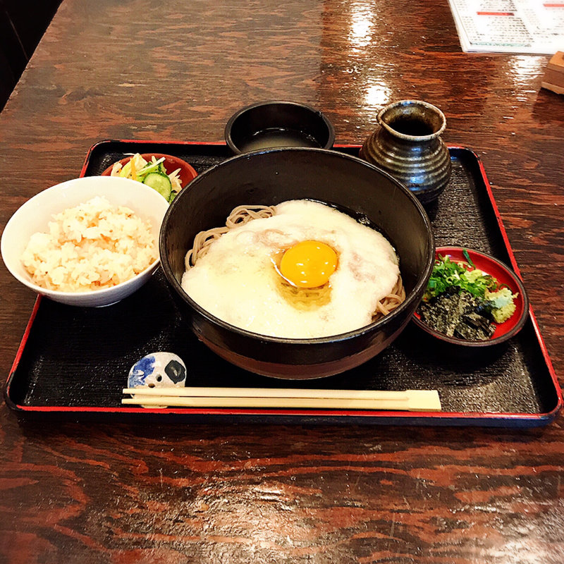 山かけそば+色ごはん(いいづか・出雲そば )