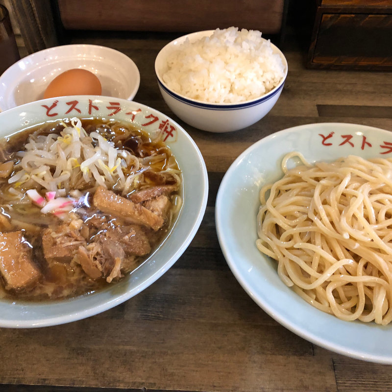 肉野菜つけそばたまごかけご飯セット(どストライク軒 FACTORY)